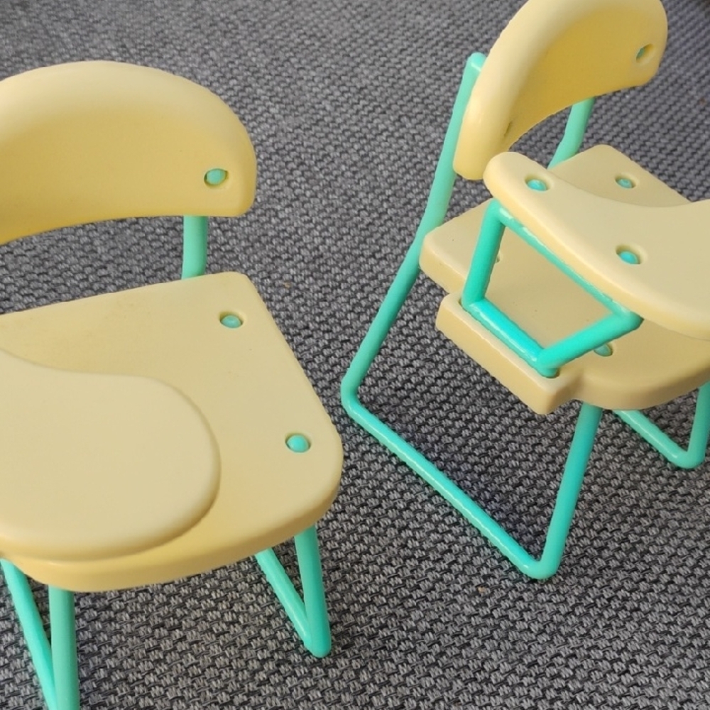 Yellow & Mint Barbie Desk  Chairs Set
